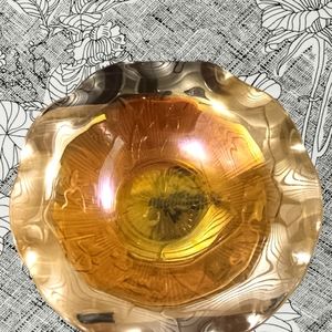 Vintage Jeanette Glass 1950's Carnival Glass Marigold Iridescent 12" Fruit Bowl